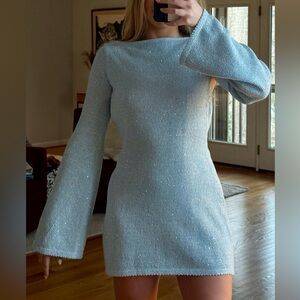 Sparkly Light Blue Audette Mini Dress by ASTA RESORT